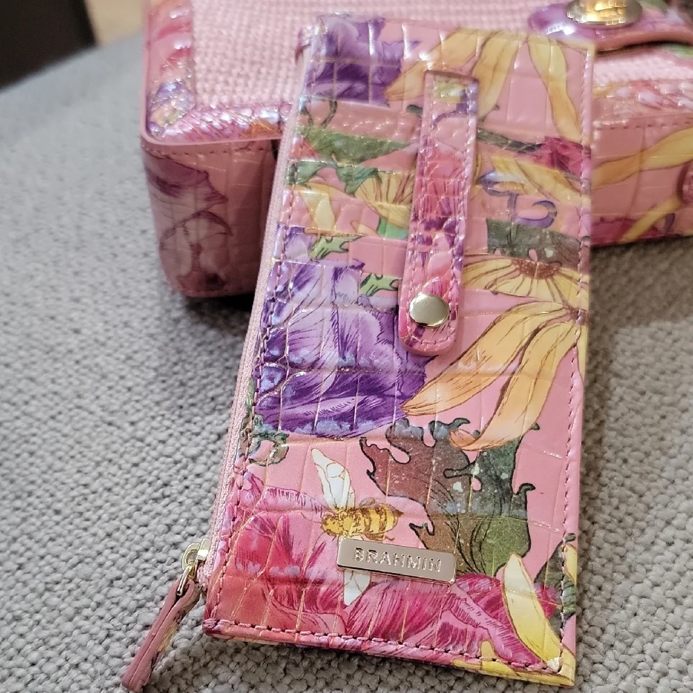 Floral Pink Woven Crossbody Bag and Wallet Set - Picture 4 of 6